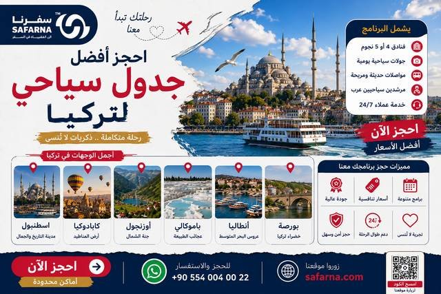 افضل جدول سياحي لتركيا